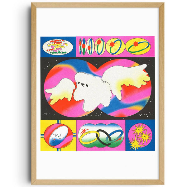 Angel Dog Risograph Print
