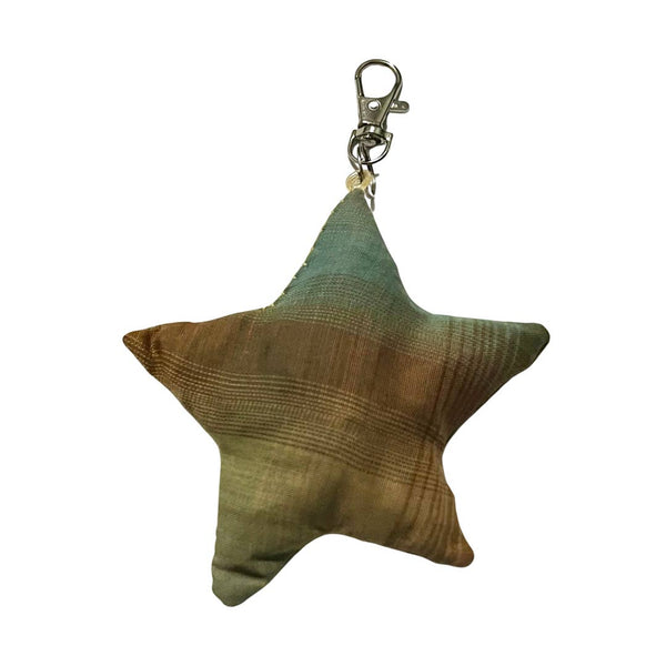 Brown Plaid Star Bag Charm