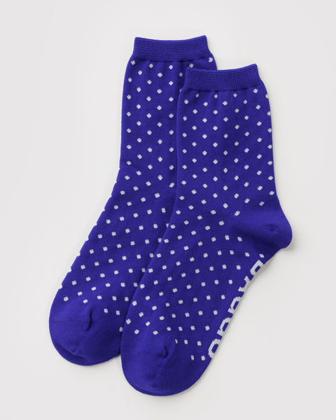 Crew Socks - Micro Blue and White Polka Dot