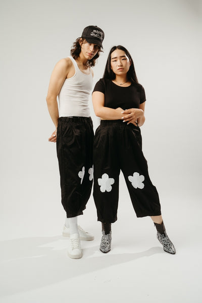 Flower Power Trousers | Black & White