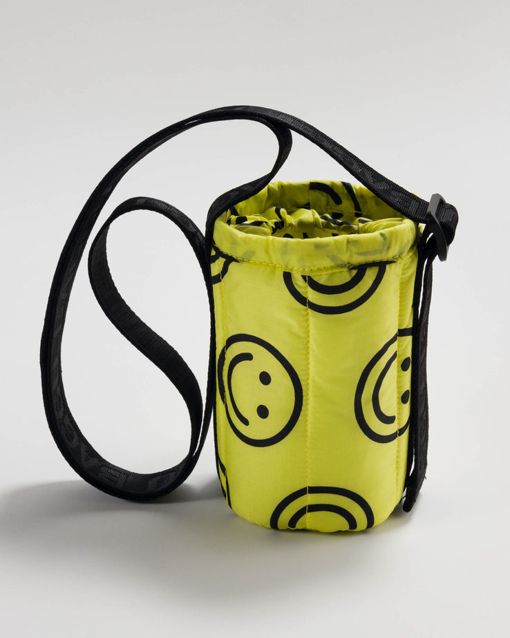 Puffy Water Bottle Sling - Yellow Happy