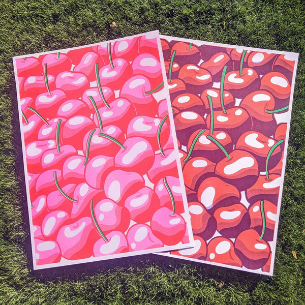 Cherry Cherries Risograph Print