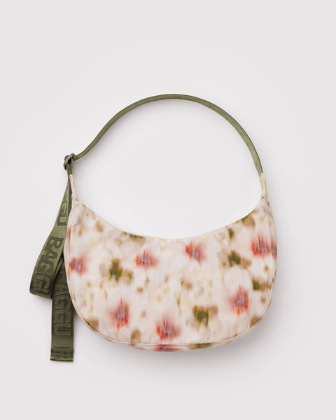 Medium Nylon Crescent Bag - Abstract Floral