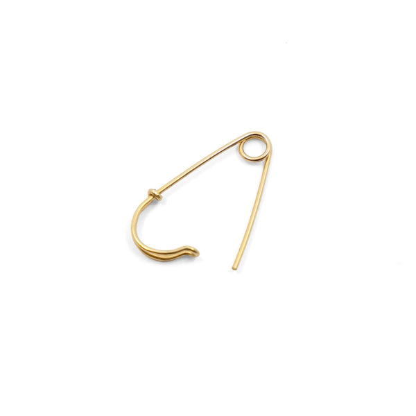 Wire Safety Pin Earring Coiled - 14K Yellow Gold