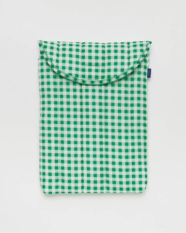 Puffy Laptop Sleeve 13/14" - Green Gingham