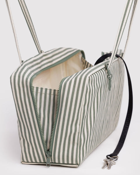 Medium Nylon Bowler Bag - Sage Stripe
