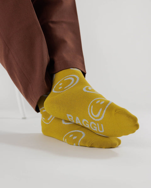 Crew Socks - Ochre Happy