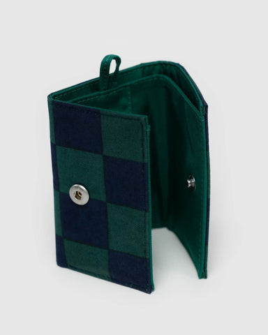 Snap Wallet- Navy Green Check