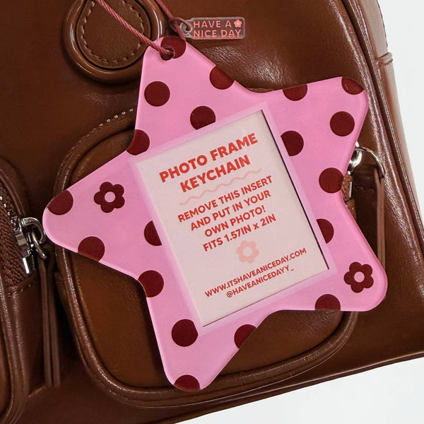 Photo Frame Keychain - Polka Dot Star