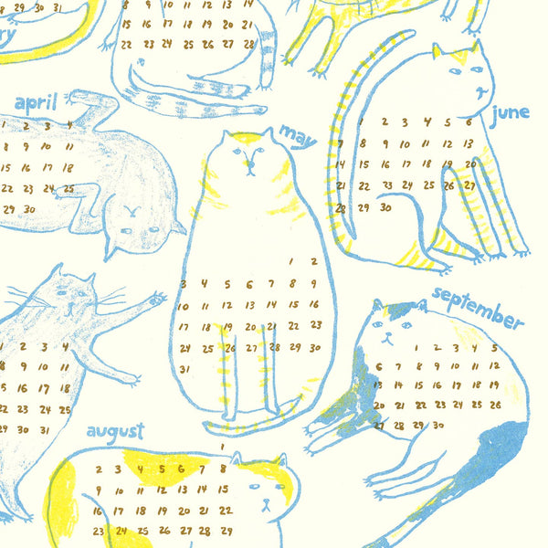 Cats 2026 Calendar Risograph Print