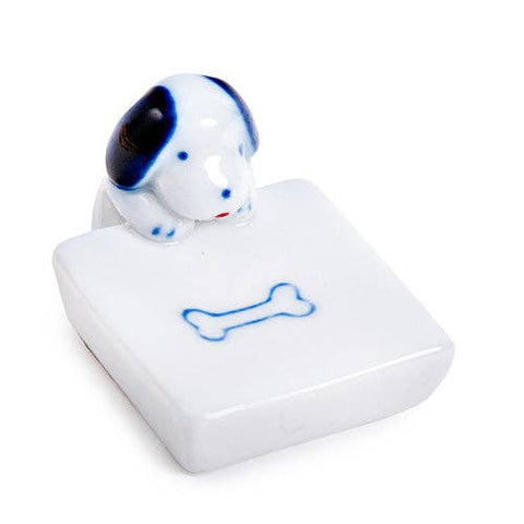 Dog and Bone Porcelain Chopsticks Rest