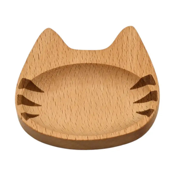Cat Shaped Wooden Sauce Dish