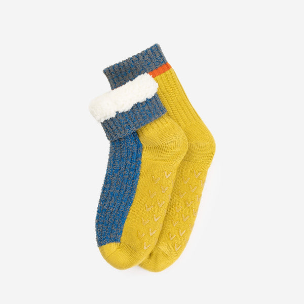 Color Ragg House Socks - Golden Olive Cobalt