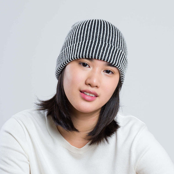 Simple Grid Knit Beanie - Moss Jade