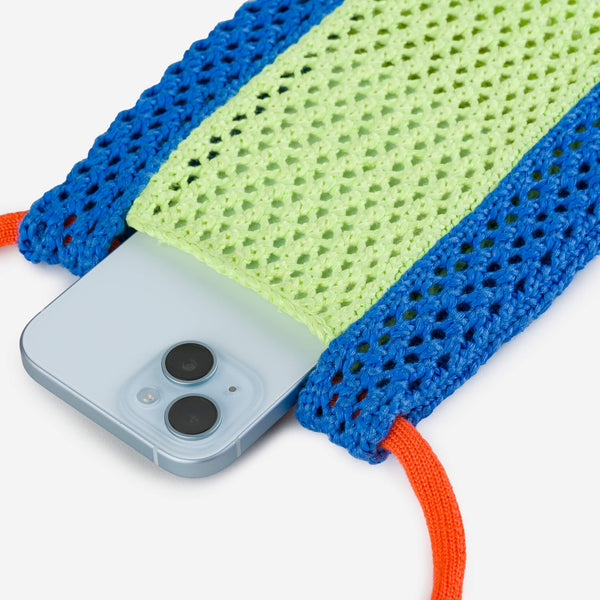 Raffia Phone Sling - Lime Cobalt