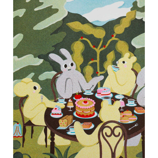 Afternoon Snack in the Garden Risograph Print
