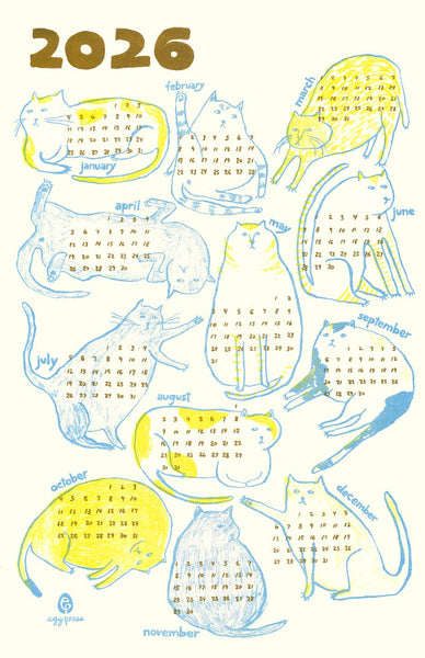 Cats 2026 Calendar Risograph Print