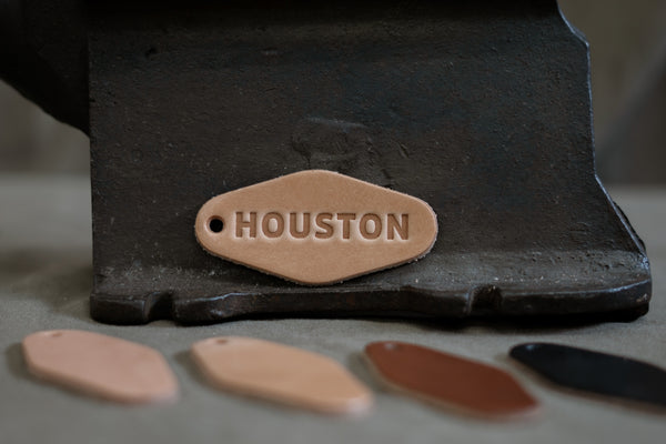 Leather Motel Key Tag - Houston - Light Brown