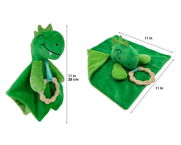 Plush Security Blanket & Teether Toy - Dinosaur