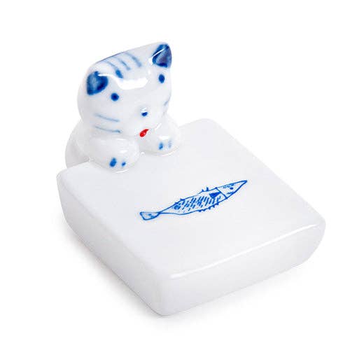 Cat and Fish Porcelain Chopsticks Rest