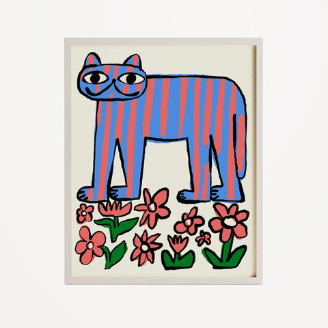 Color Me Cat Stripe Art Print
