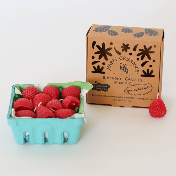 Strawberry Beeswax Birthday Candles