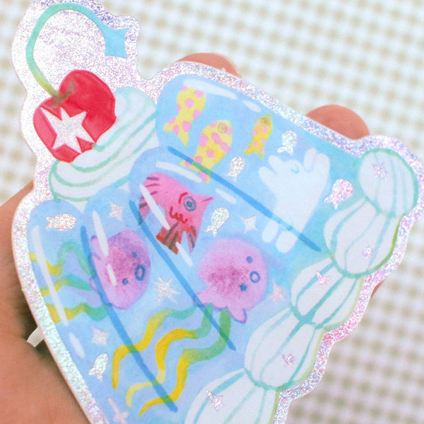 'Ocean Jelly' Glitter Vinyl Sticker