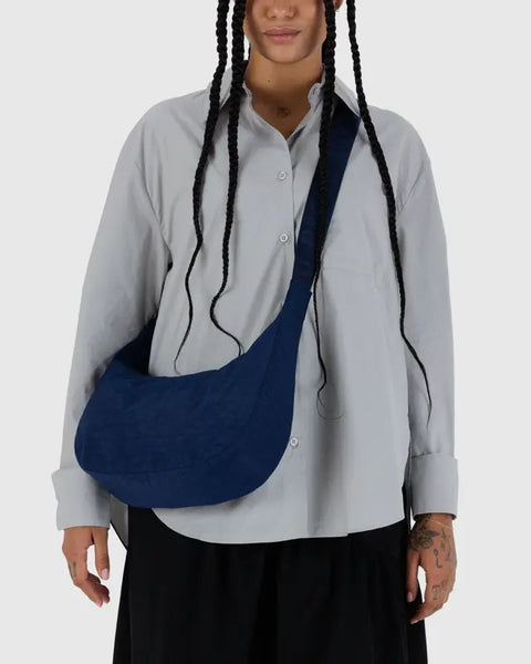 Medium Nylon Crescent Bag - Navy