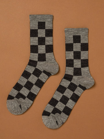 Men's Wool Sporty Crew Socks - Checkered