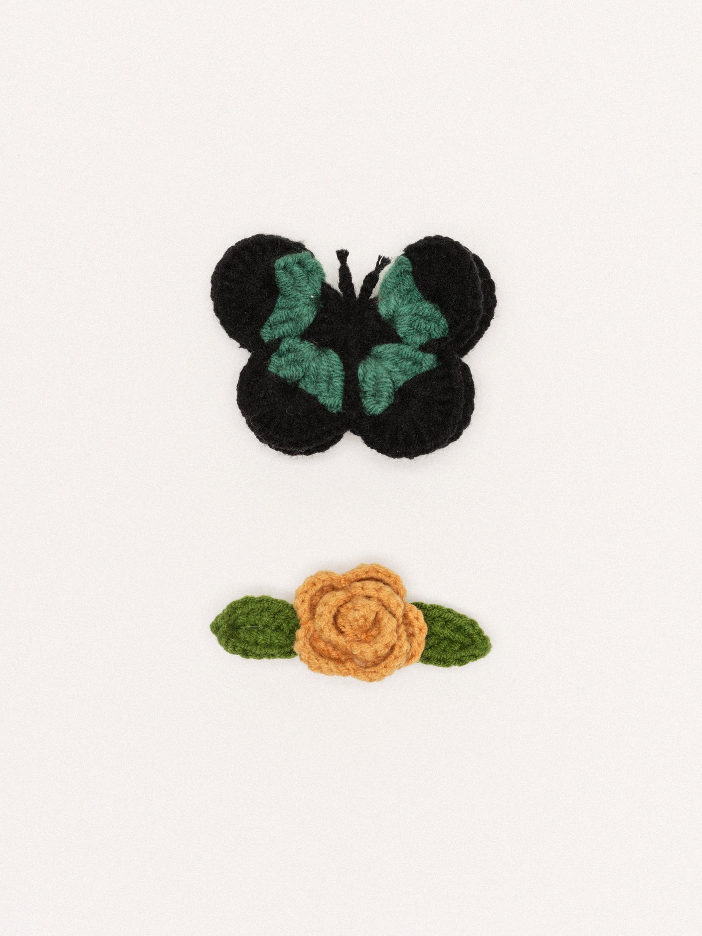 Butterfly Garden Crochet Hair Clips - Camel