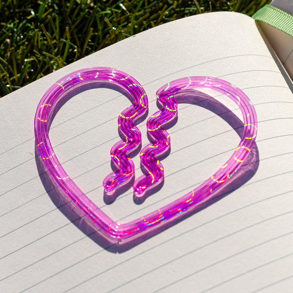Heart Bookmark - Clear Orchid