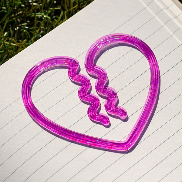 Heart Bookmark - Clear Orchid