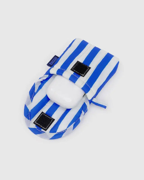 Puffy Earbuds Case - Blue Painted Stripe