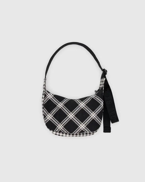 Small Nylon Crescent Bag - Mixed Plaid