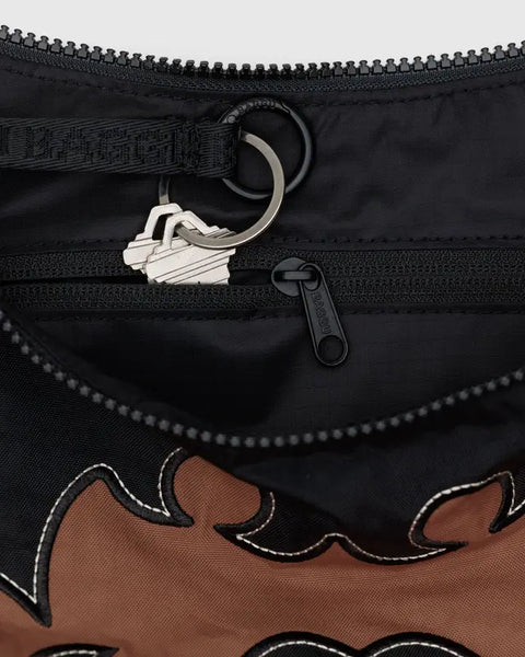 Medium Nylon Crescent Bag - Western Appliqué