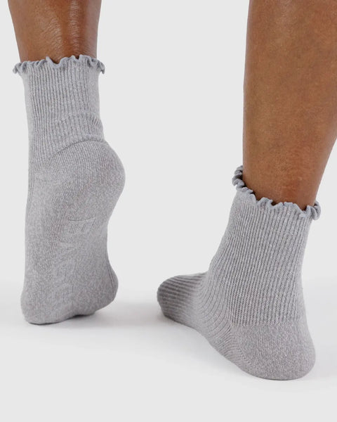 Lettuce Edge Sock Set of 2 - Heather Grey & Black