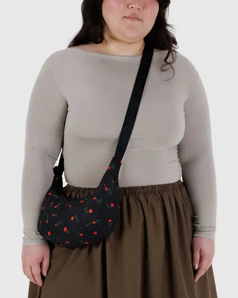 Small Nylon Crescent Bag - Painted Wildflower