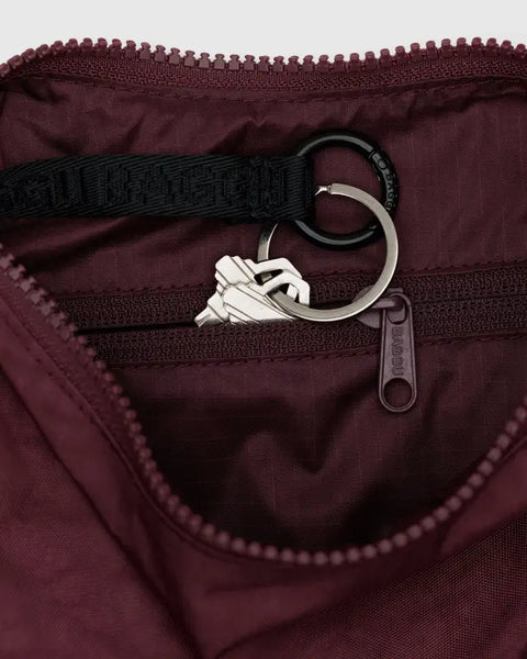 Small Nylon Crescent Bag - Mahogany