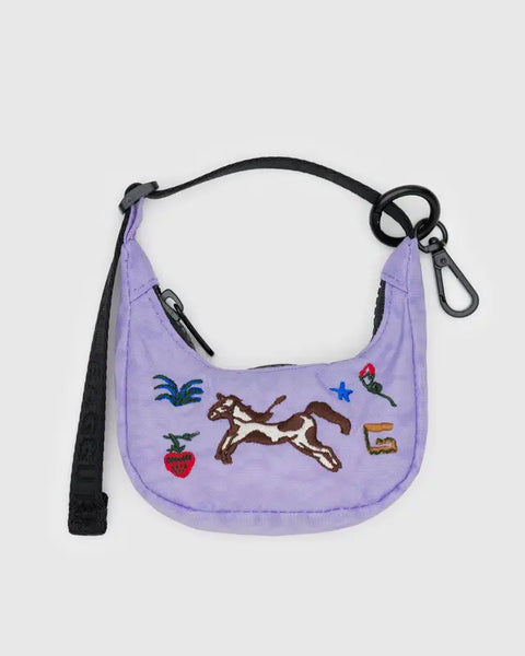 Crescent Bag Charm - Embroidered Pony