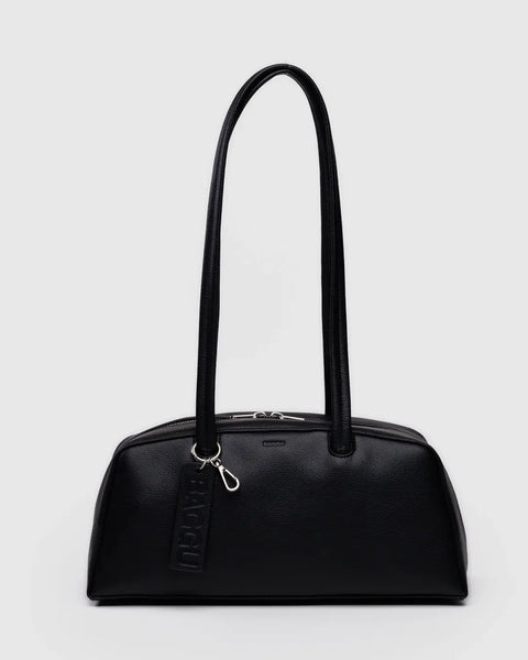 Recycled Leather Bowler Bag - Black