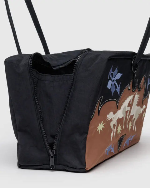 Medium Nylon Bowler Bag - Western Appliqué