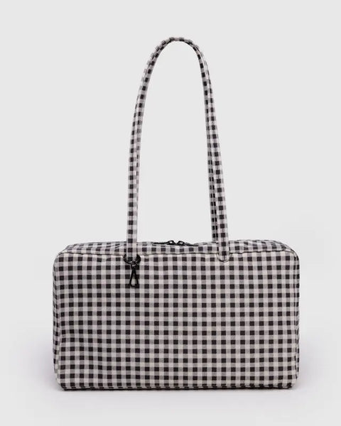 Medium Nylon Bowler Bag - Black & White Gingham