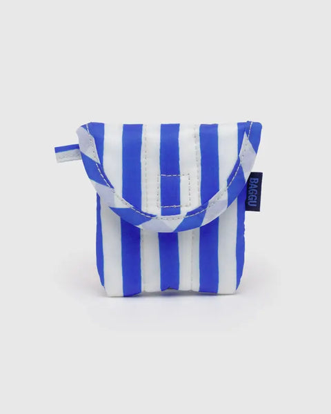 Puffy Earbuds Case - Blue Painted Stripe
