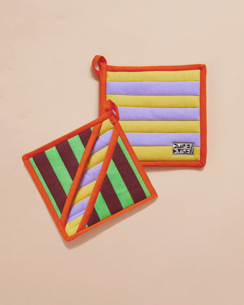 Pocket Pot Holders - Jalapeno Stripe