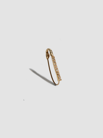 Mini Diamond Safety Pin Earring in 14k Gold