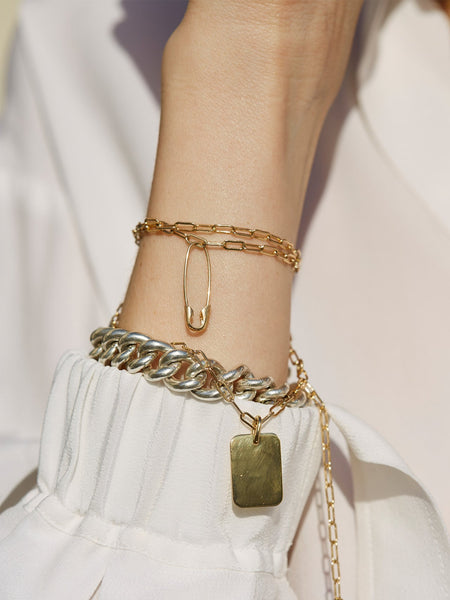 Safety Pin Earring in 14k