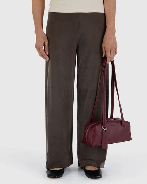 Small Recycled Leather Bowler Bag - Mahogany