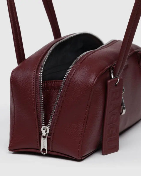 Small Recycled Leather Bowler Bag - Mahogany