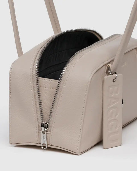 Small Recycled Leather Bowler Bag - Stone