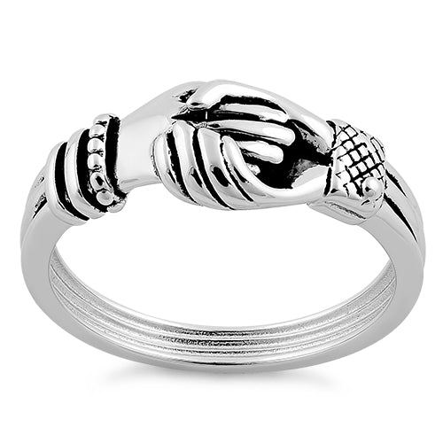 Sterling Silver Hand Shake Ring